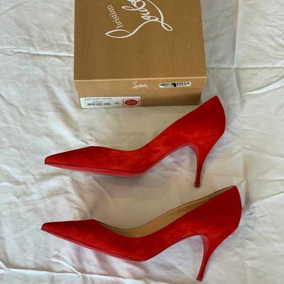 Christian Louboutin Clare Red Suede Veau Velours Pump, Size 42! - Picture 8 of 10